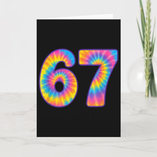 67 Meme Tie Dye Retro Sex Sju  Kort (Framsida)