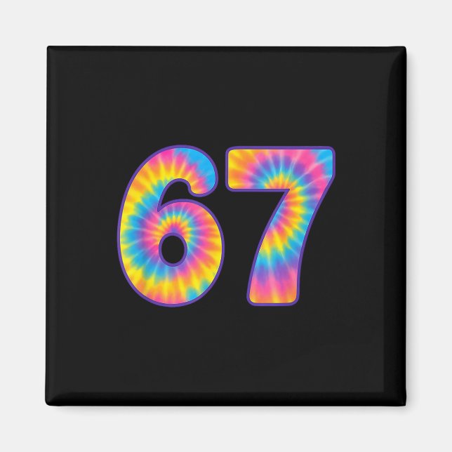 67 Meme Tie Dye Retro Sex Sju  Magnet (Framsidan)