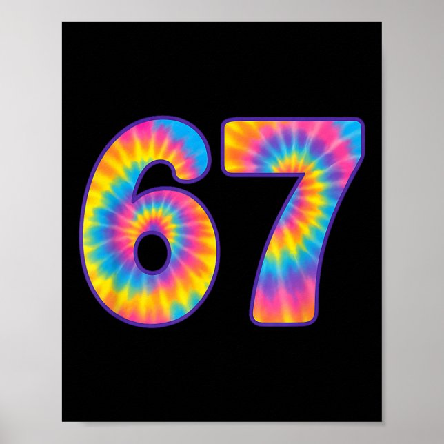 67 Meme Tie Dye Retro Sex Sju  Poster (Framsidan)