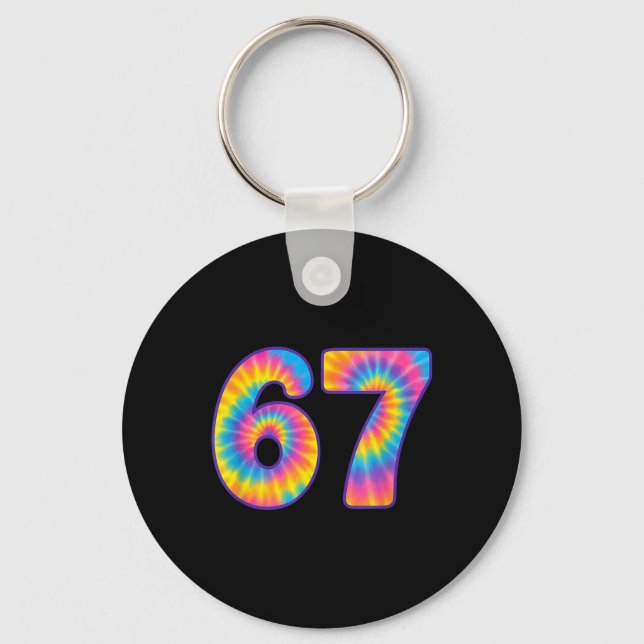67 Meme Tie Dye Retro Sextio sju  Nyckelring (Framsida)