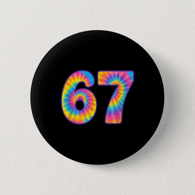 67 Meme Tie Dye Retro Six Seven  Knapp (Framsida)