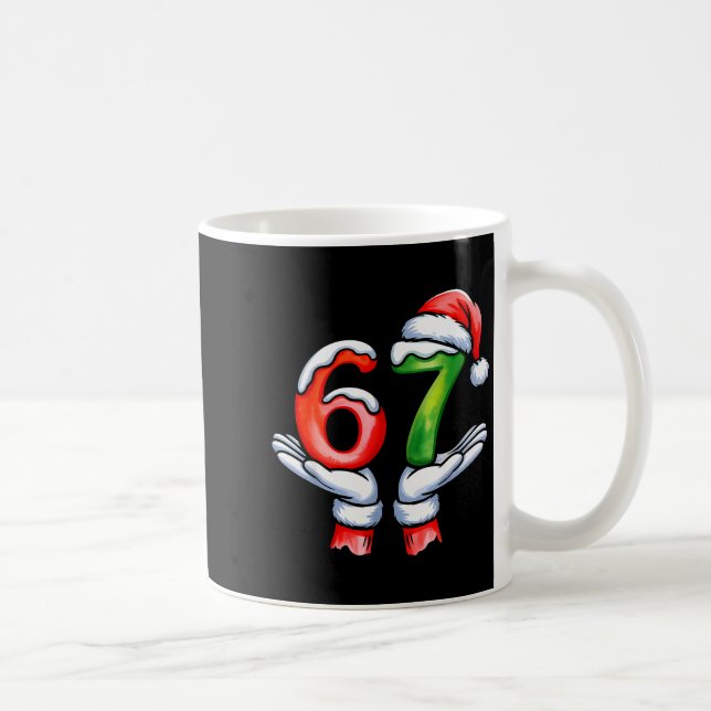 67 Meme Tomte Hand Rolig Sex Sju Jul Kaffemugg (Höger)