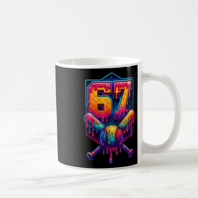67 Meme Trendig Baseball Rolig Nummer 67 Spelare S Kaffemugg (Höger)