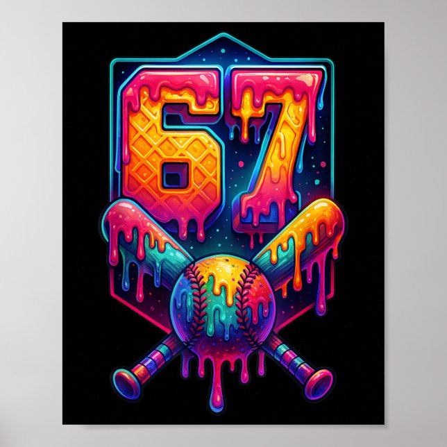 67 Meme Trendig Baseball Rolig Nummer 67 Spelare S Poster (Framsidan)