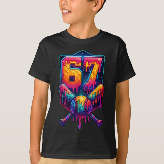 67 Meme Trendig Baseball Rolig Nummer 67 Spelare S T Shirt (Framsida)