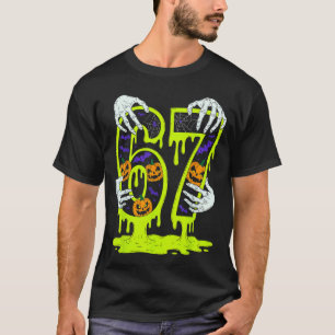67 Meme Trendig Skelett Halloween Rolig Sex Sju  T Shirt