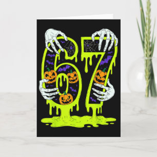 67 Meme Trendig Skelett Halloween Rolig Six Seven Kort