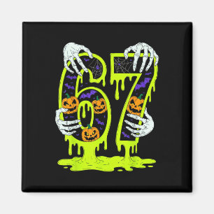 67 Meme Trendig Skelett Halloween Rolig Six Seven Magnet