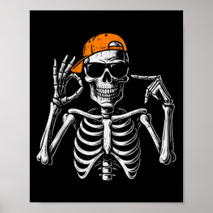67 Meme Trendig Skelett Halloween Rolig Six Seven Poster