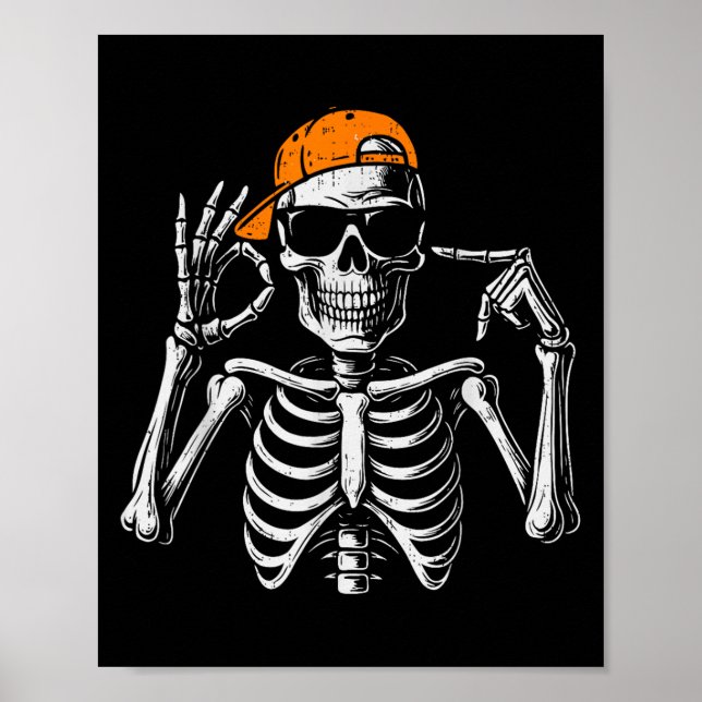 67 Meme Trendig Skelett Halloween Rolig Six Seven  Poster (Framsidan)