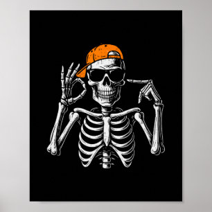 67 Meme Trendig Skelett Halloween Rolig Six Seven Poster
