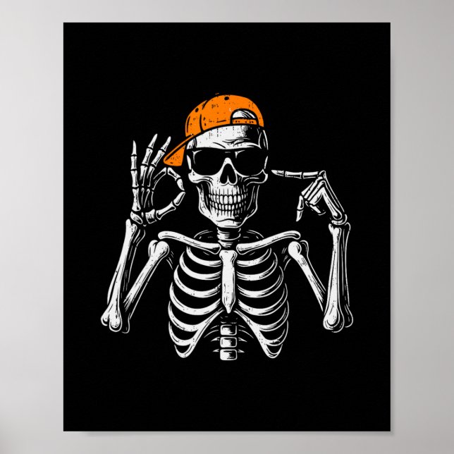 67 Meme Trendig Skelett Halloween Rolig Six Seven  Poster (Framsidan)