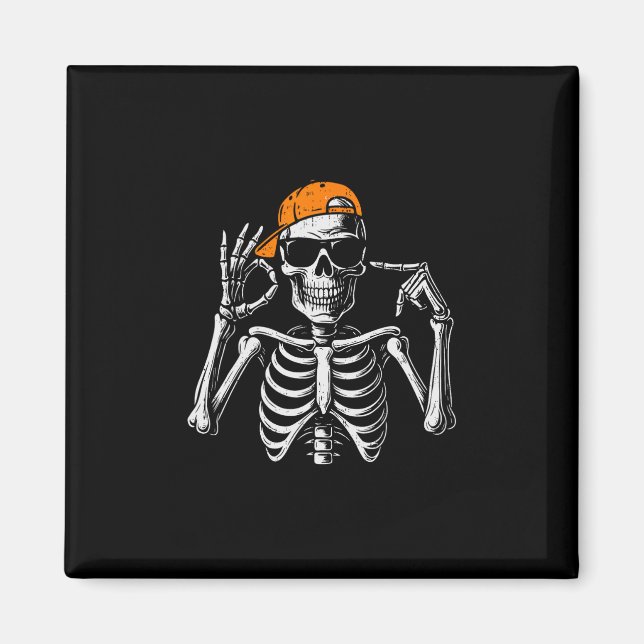67 Meme Trendig Skelett Halloween Rollig Six Seven Magnet (Framsidan)