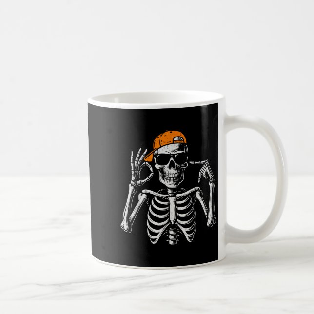 67 Meme Trendy Skeleton Halloween Funny Six Seven  Kaffemugg (Höger)