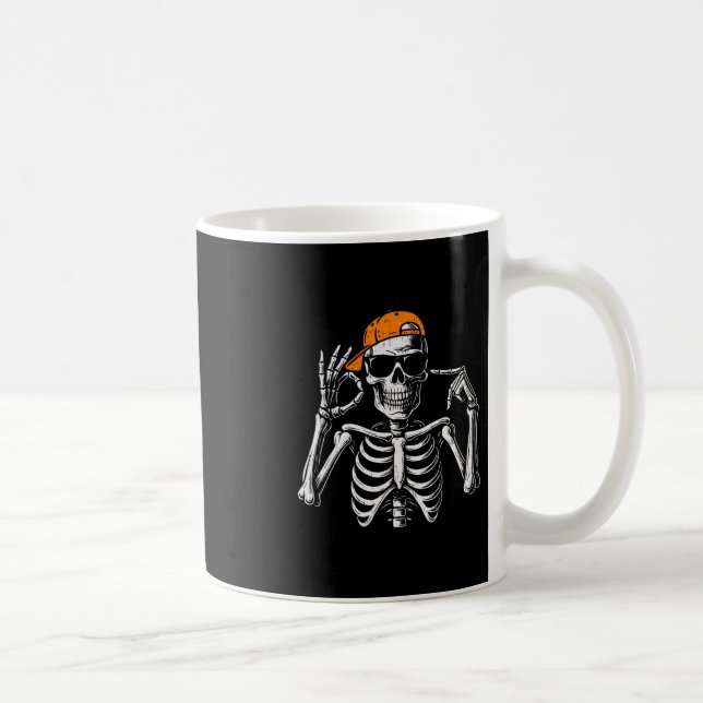 67 Meme Trendy Skeleton Halloween Funny Six Seven  Kaffemugg (Höger)