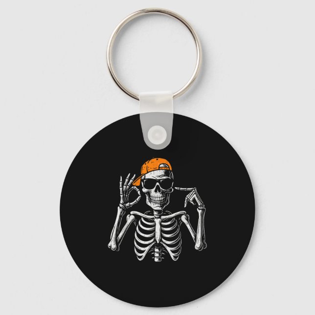 67 Meme Trendy Skeleton Halloween Funny Six Seven  Nyckelring (Framsida)