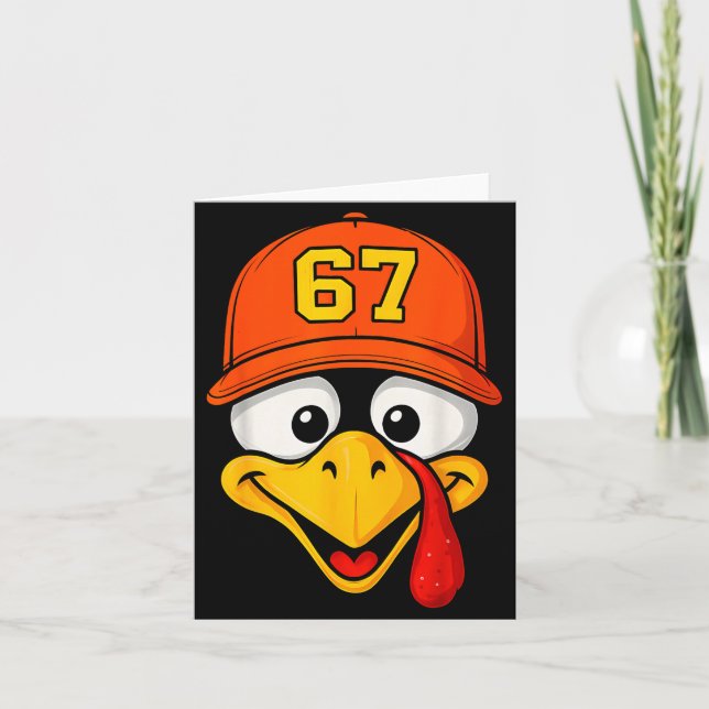 67 Meme Turkey Face Six Seven Thanksgiving 6 7 Men Kort (Framsida)