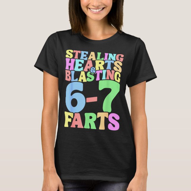 67 Meme Valentine's Day Six Seven 6-7 Funny Steali T Shirt (Framsida)