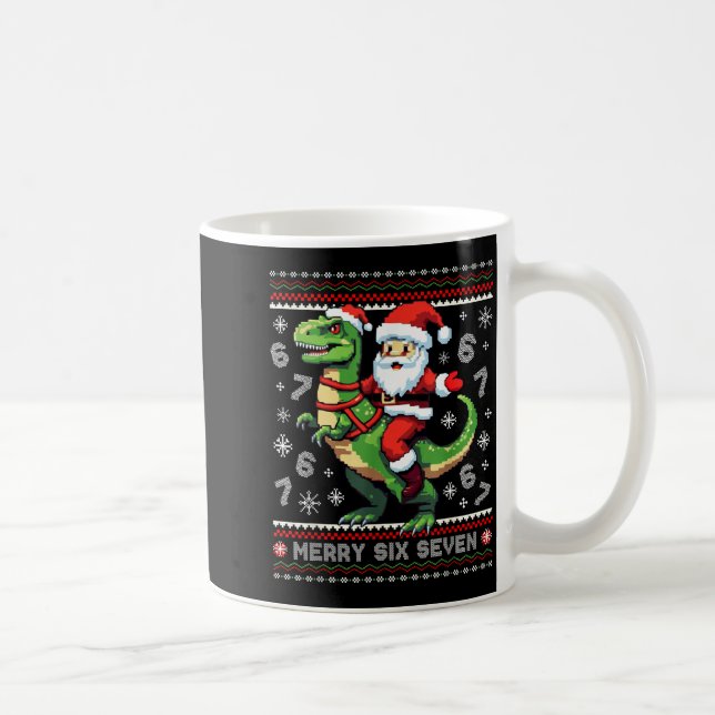 67 Merry Six Seven Santa T Rex Funny Ugly Christma Kaffemugg (Höger)