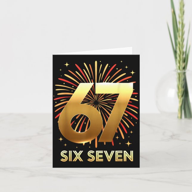 67 New Years Eve Party Pajama Shirt 6 7 Meme 67 20 Kort (Framsida)