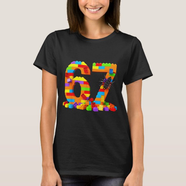 67 Number Meme Six Seven 6 7 Building Blocks Gen A T Shirt (Framsida)
