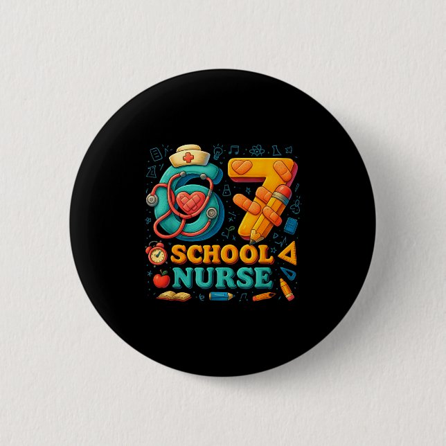 67 Nurse Days Funny Medical Back To School  Knapp (Framsida)
