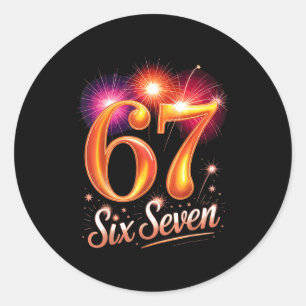 67 Nyårsfest Pyjamas Skjorta 6 7 Meme 67 20 Runt Klistermärke