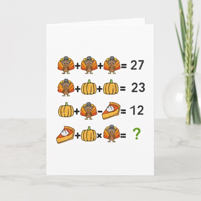 67 Order Operation Math Lärare Thanksgiving Turke Kort (Framsida)