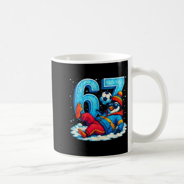 67 Penguin Soccer Funny Winter Meme Gift  Kaffemugg (Höger)