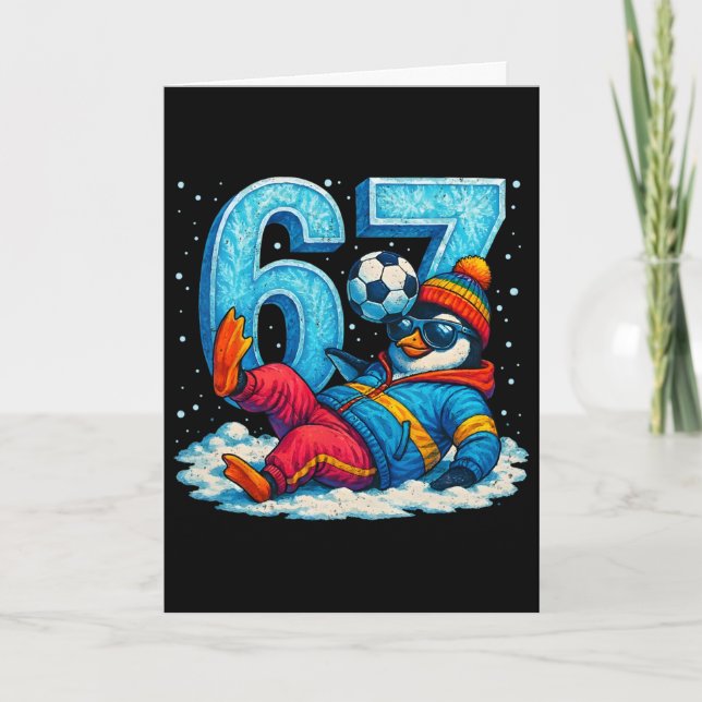 67 Pingvin Fotboll Roligt Vinter Meme Present _2  Kort (Framsida)