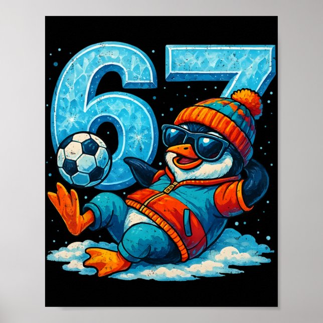67 Pingvin Fotboll Roligt Vinter Meme Present  Poster (Framsidan)