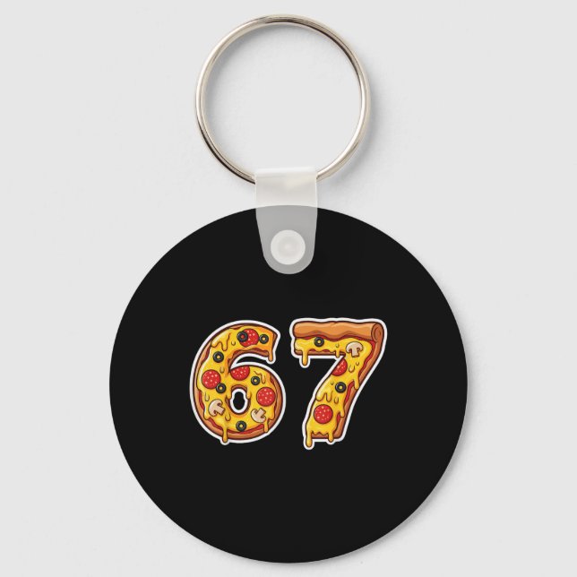 67 Pizza Drip Meme Rolig Six Seven Gen Alpha Slang Nyckelring (Framsida)