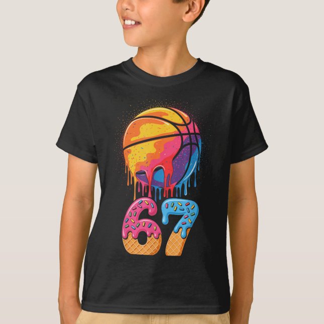 67 Player 67th Birthday Basketball Drip Number Ice T Shirt (Framsida)