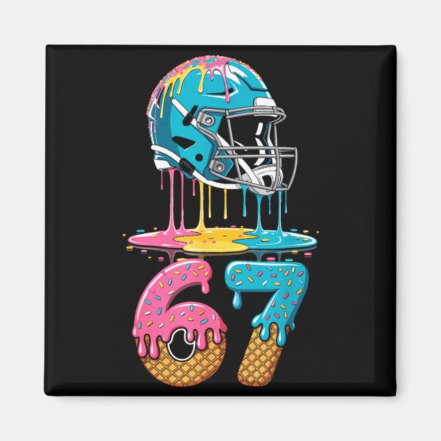 67 Player 67th Birthday Ice Cream American Footbal Magnet (Framsidan)