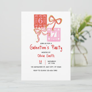 67 preppy Galentine’s Day invitation, coquette  Inbjudningar