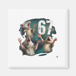 67 Pungråtta ylar åt månen 67 6 7 Halloween 67 Magnet