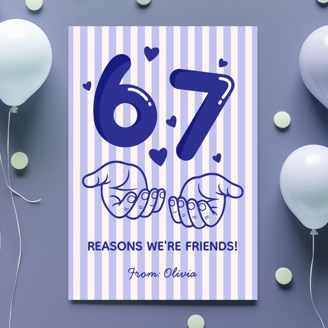 67 Reasons We’re Friends! Kids Valentine’s Day Julkort (Skapare uppladdad)