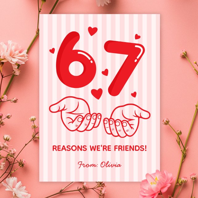 67 Reasons We’re Friends! Kids Valentine’s Day Julkort (Skapare uppladdad)