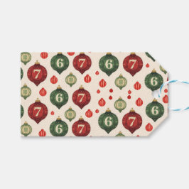 67 Retro Christmas Ornament Wrapping Paper Presentetikett