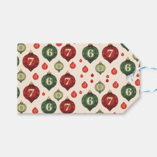67 Retro Christmas Ornament Wrapping Paper Presentetikett