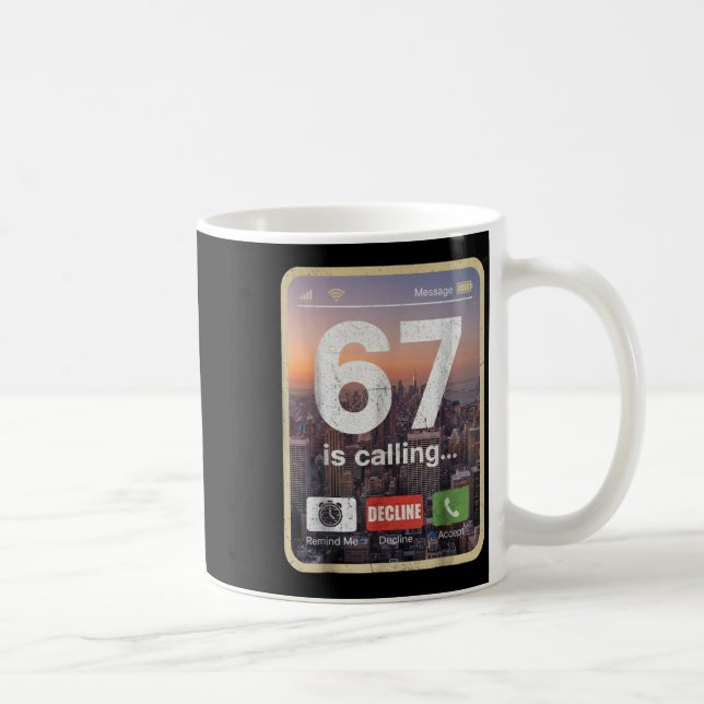 67 Ringde Roligt Gen Z Slang Meme Telefon Skärm  Kaffemugg (Höger)