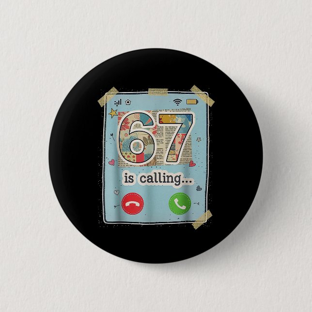 67 Ringde Roligt Gen Z Slang Meme Telefon Skärm  Knapp (Framsida)