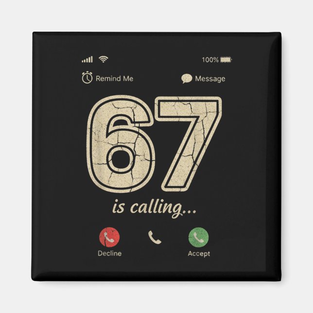 67 Ringde Roligt Gen Z Slang Meme Telefon Skärm  Magnet (Framsidan)