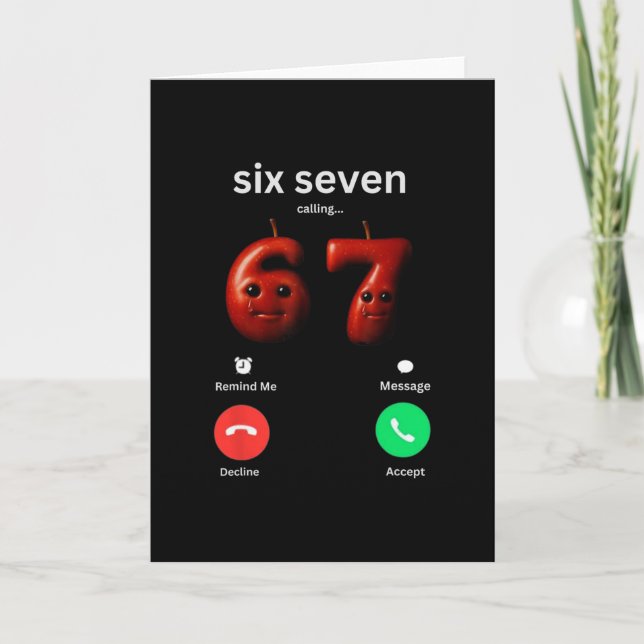 67 Ringde Roligt Meme 67 Dum AI Apple Brainro Kort (Framsida)
