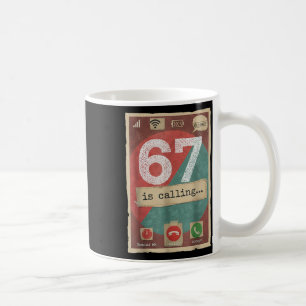 67 ringer rolig Gen Z-slang meme telefon skärm Kaffemugg
