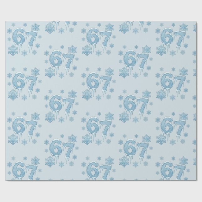 67 Rolig 6 7 Sex Sju Snöflinga Jul Vinter Presentpapper (Platt)