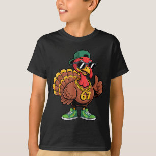 67 rolig kalkon som bär mössa solglasögon tacksgiv t shirt