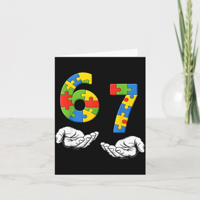 67 rolig six seven gen meme autism medvetenhet kort (Framsida)