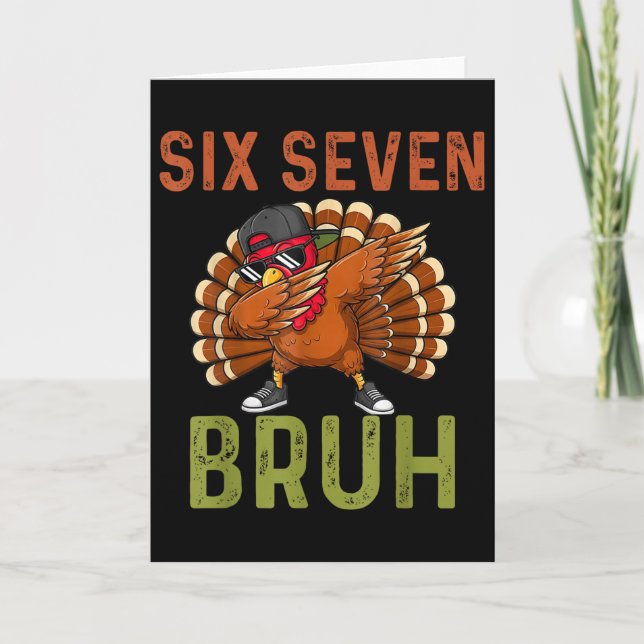 67 rolig Thanksgiving Six Seven Meme Turkos Barn B Kort (Framsida)