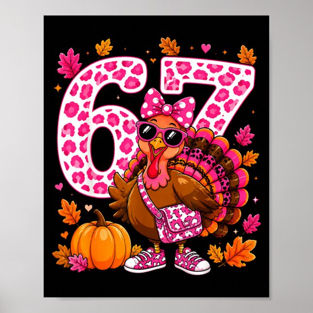 67 roliga kalkon tacksgiving gobble tjejer tacksam poster (Framsidan)